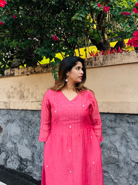 Pin tuck mini flower dress