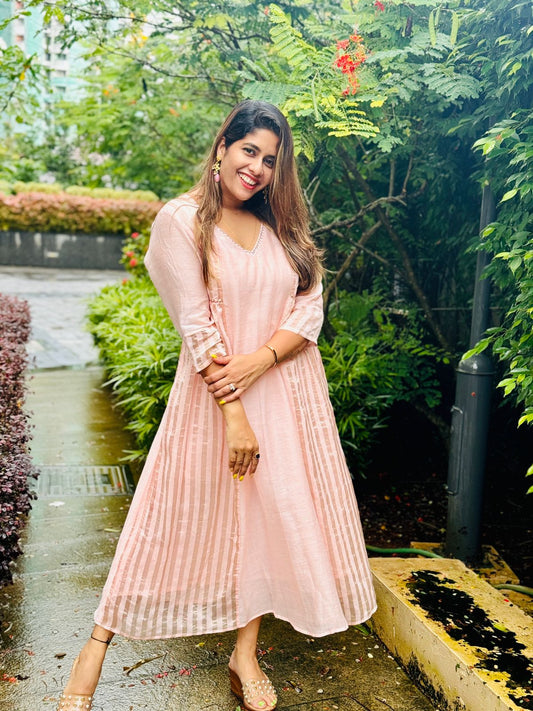 Pastel peach Onam dress