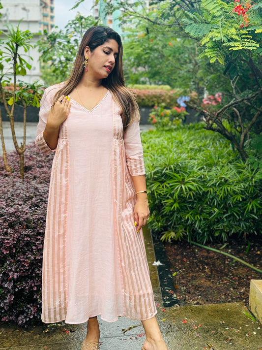 Pastel peach Onam dress