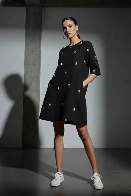 Vintage black linen dress