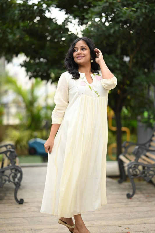 Off white gather dress