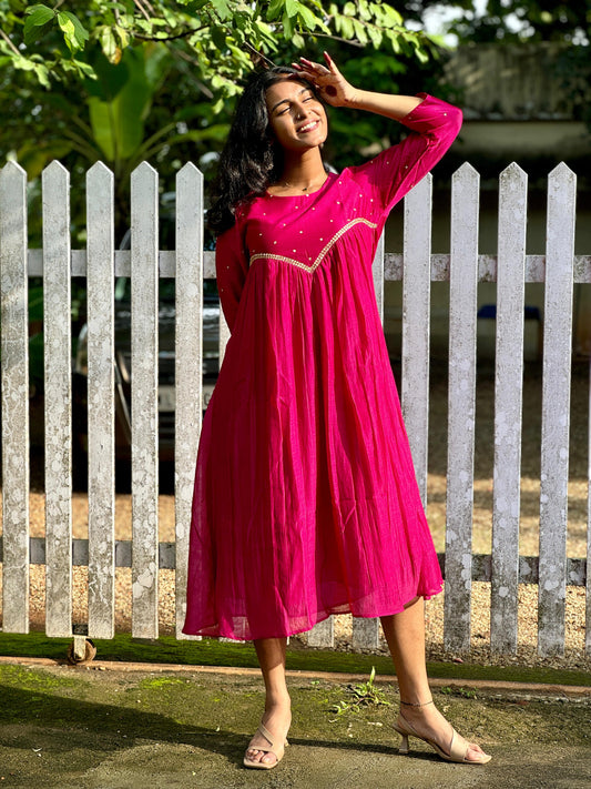 Silk majenta dress