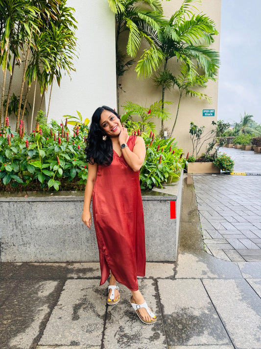 Rust brown modal sleeveless dress Aline