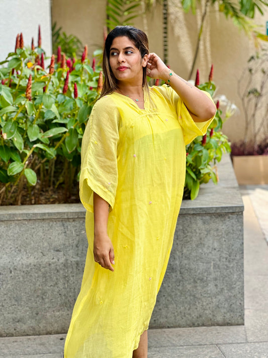 Sunshine yellow kaftan dress