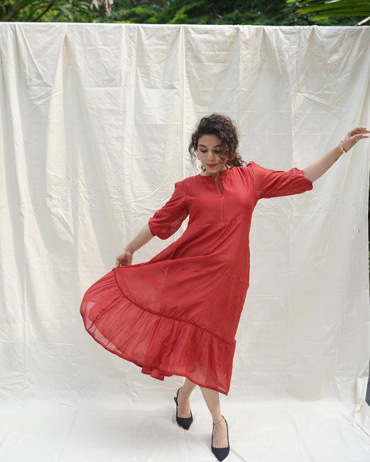Red midi dress