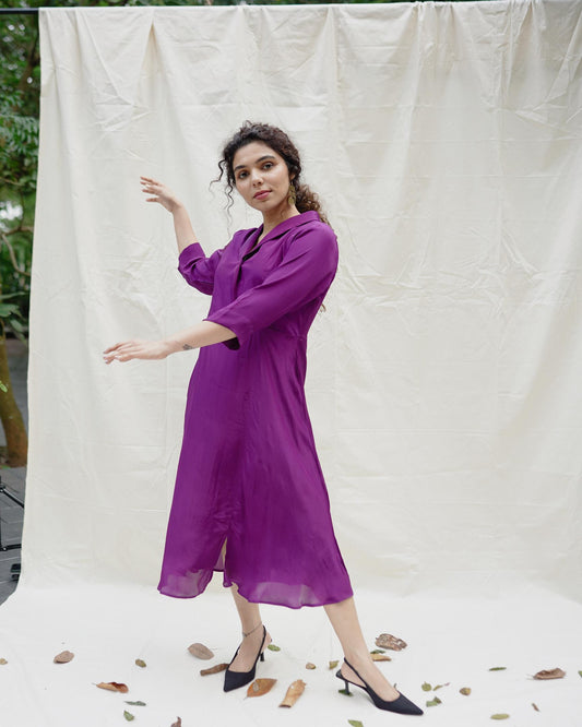 Deep purple wrap dress