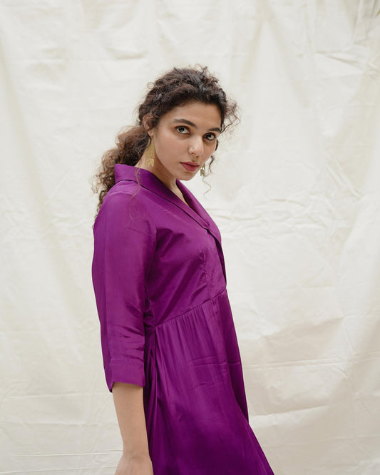 Deep purple wrap dress