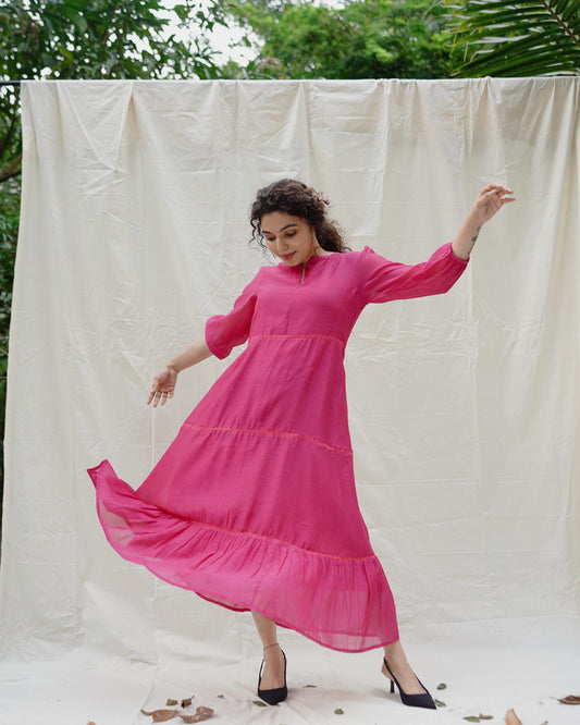 Hot pink midi dress