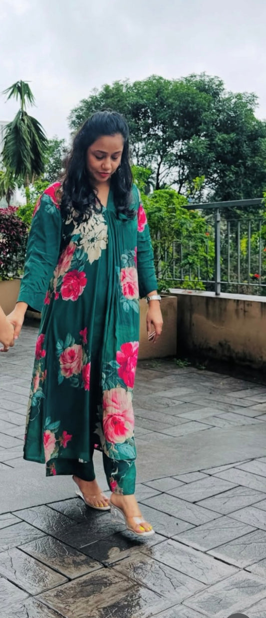 Semi silk printed coord set