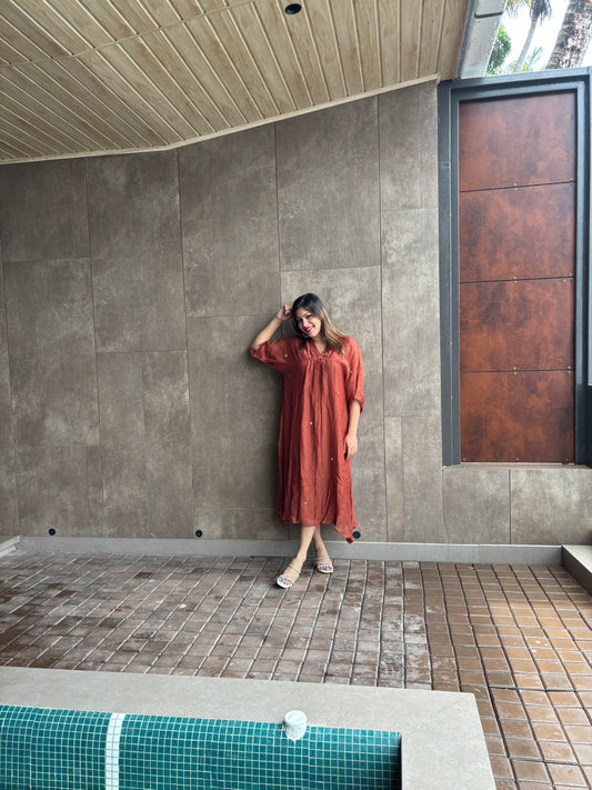 Rust kaftan dress