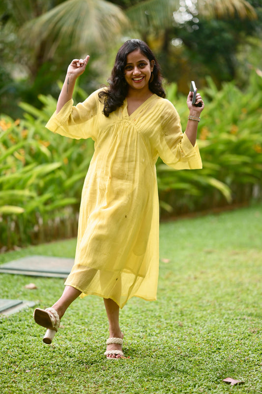 Yellow kaftan dress