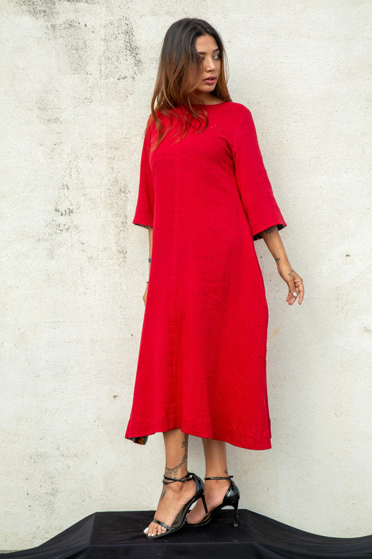 Organic Cotton Red Dress - Y25