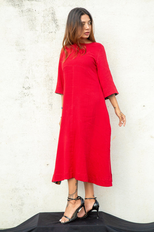 Organic Cotton Red Dress - Y25