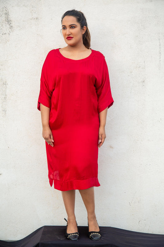 Red Modal Silk Dress - Z25