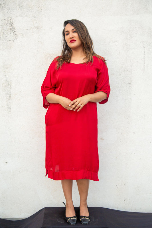 Red Modal Silk Dress - Z25