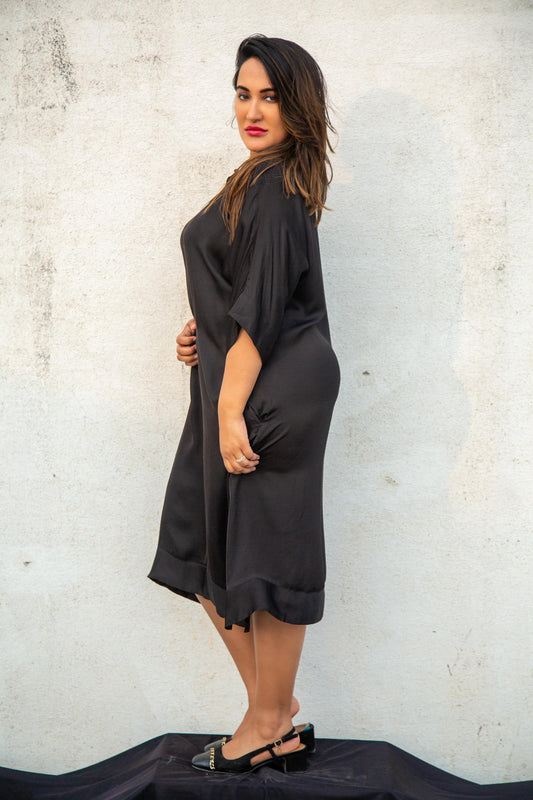 Black Modal Silk Dress - A26