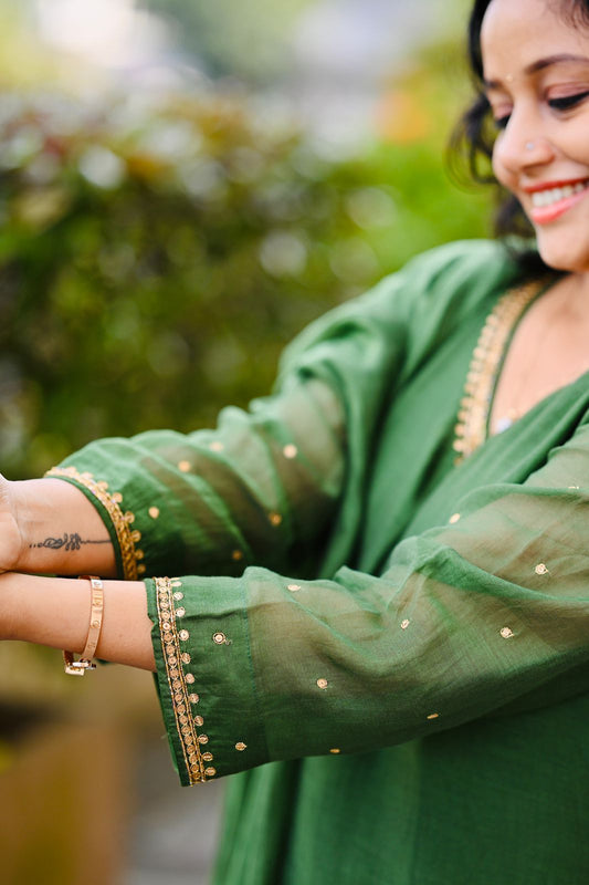 Green Chanderi silk set