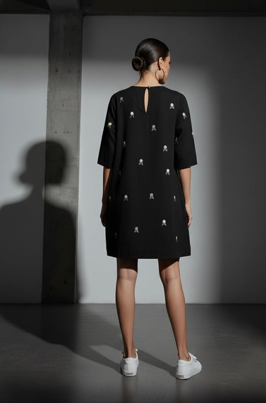 Vintage black linen dress