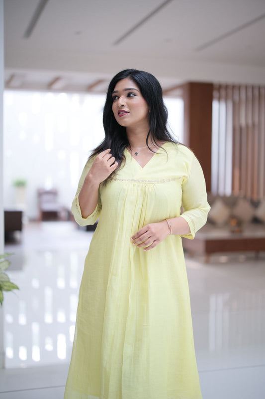 Lime yellow zari dress - a24