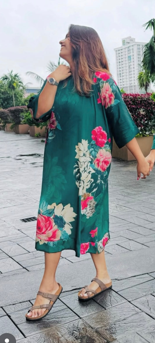 Semi silk printed dress