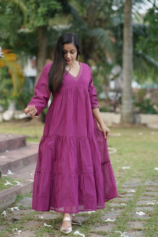 Pleeted chanderi silk Dress