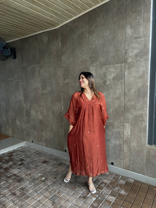 Rust kaftan dress