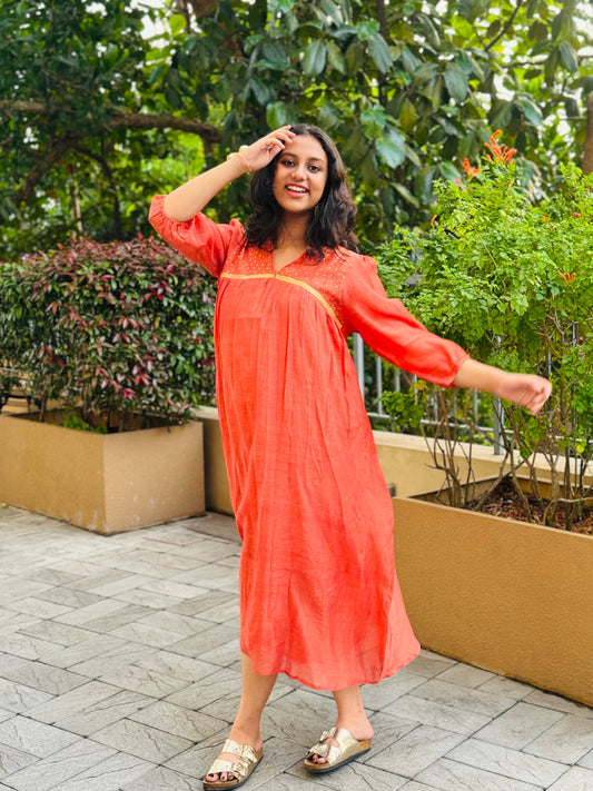 Rust orange zari dress