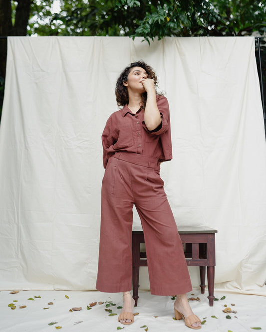 Rust Brown Linen Co Ord Set - L23