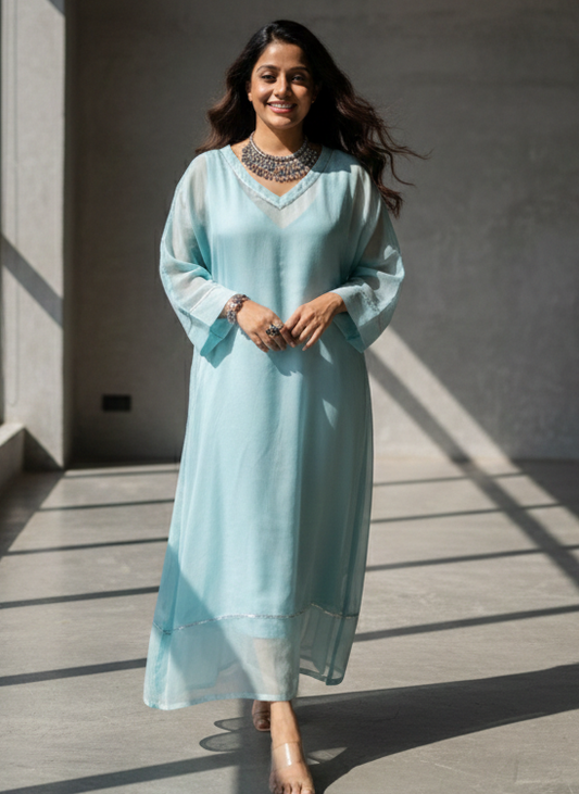 Powder blue organza dress