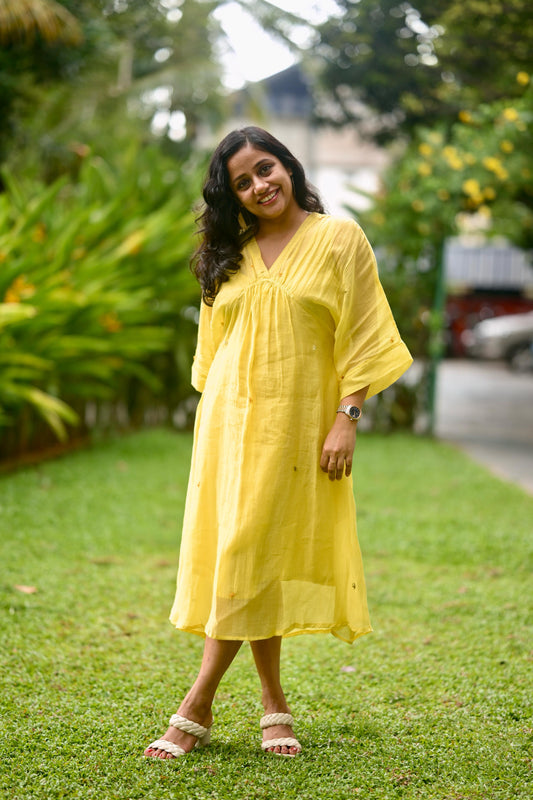 Yellow kaftan dress