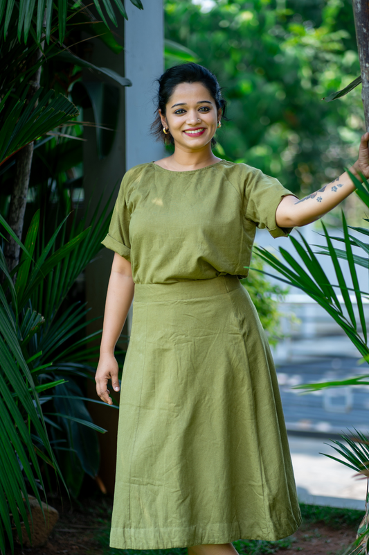 Forest Green Linen Skirt And Top Co Ord Set - 0 -23